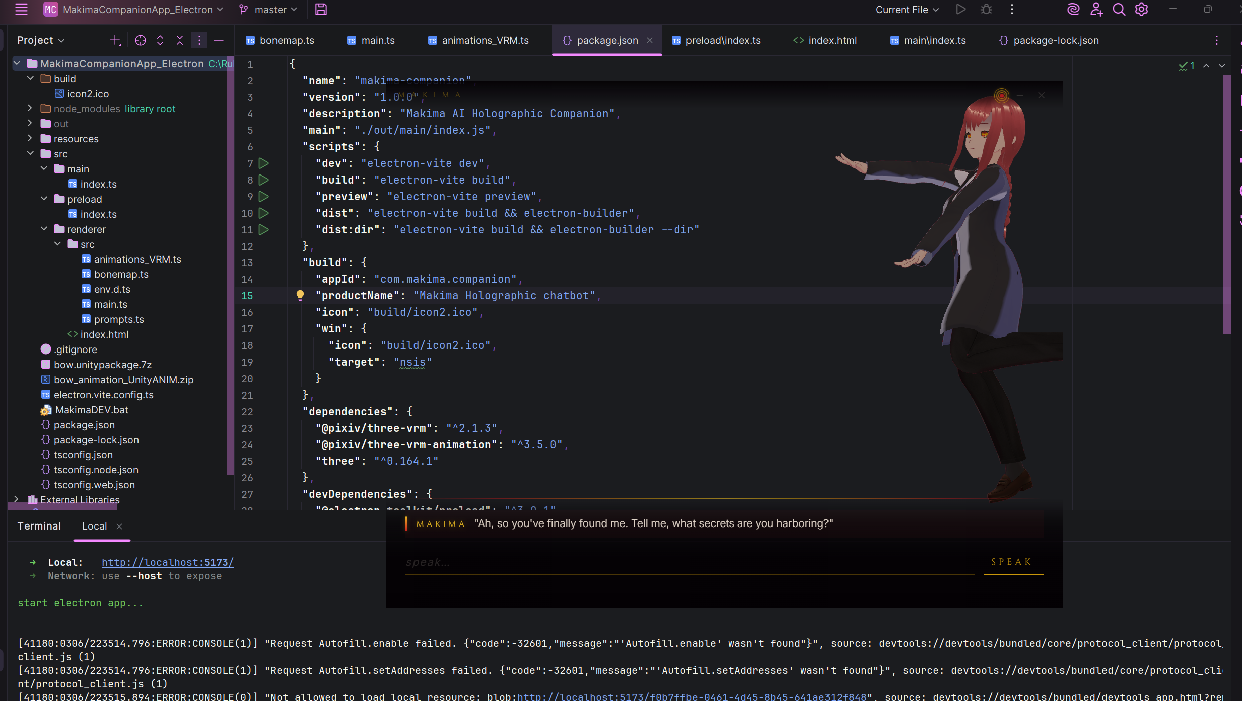 Makima AI Roleplaying Chatbot With Holo VR Model Screenshot